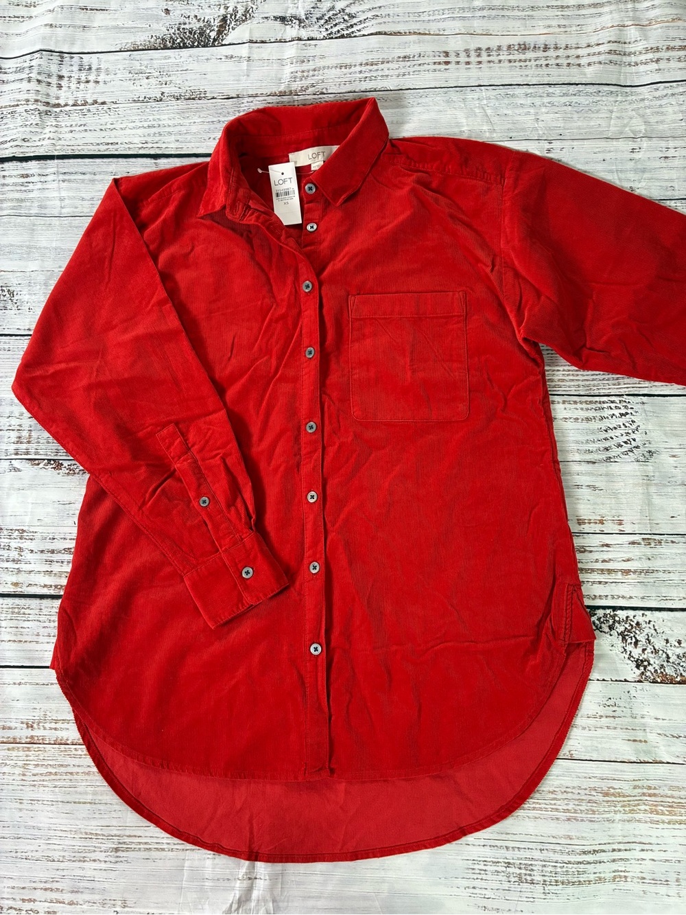 Loft Corduroy Shirt Women’s XS Orange Long Sleeve Button Down